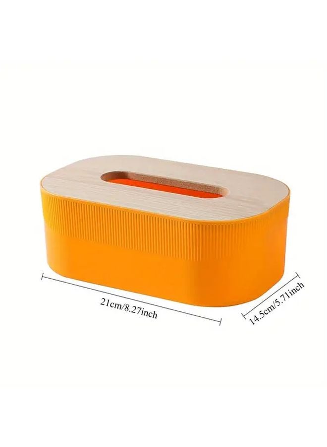 Black Nordic Minimalist Wooden Lid Tissue Box with Face Towel and Mask Storage - Image 4